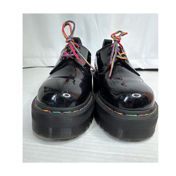 Dr. Martens 1461 Quad Rainbow Patent Platform Shoes black size 7 ladies 6 Men - Picture 16 of 16